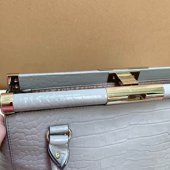 KATE SPADE Knightsbridge Large Gray Croc Emboss Patent Leather CONSTANCE Satchel - Picture 8 of 16